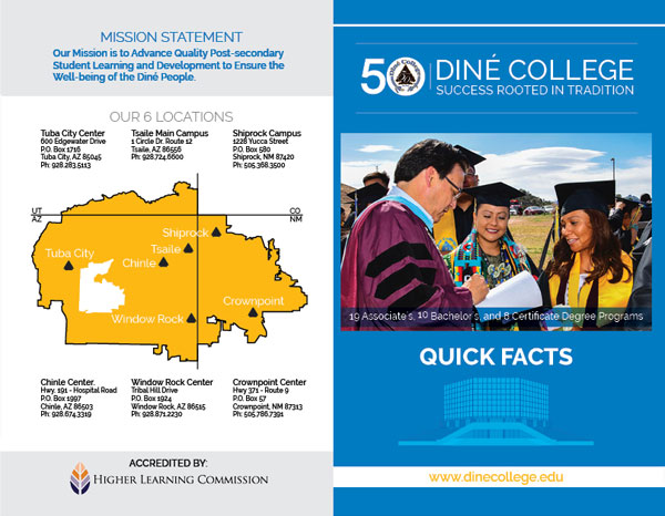Diné College Recruitment - 2018/19(updated) Quick Facts Outside Fold Brochure