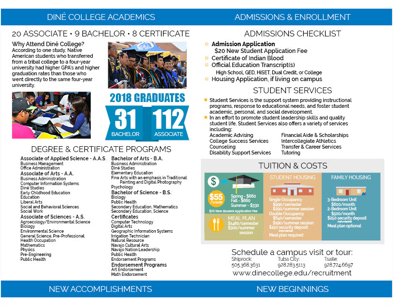 Diné College Recruitment - 2018/19(updated) Quick Facts Inside Fold Brochure